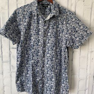 Men's Marc Anthony Stretch Slim Fit Floral Short Sleeve Button Up Shirt Size XL
